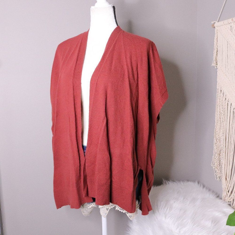 LOFT | Short Sleeve Wool Open Front Cape Cardigan
